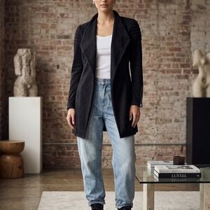 Luxxel Black Long Open-Front Women’s Jacket